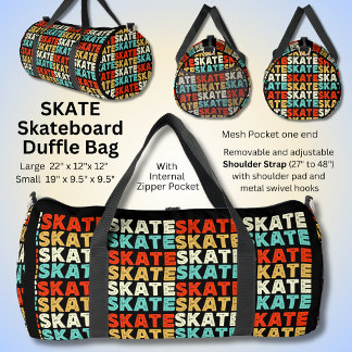 Bolso De Deporte Grande SKATE repetido para Skateboarder en negro