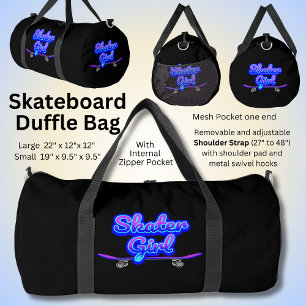 Bolso De Deporte Grande Skater Chica Blue Mauve Graffiti Glow Skateboard