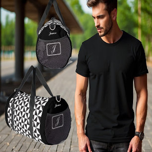 Bolso De Deporte Grande Soccer Boys Patrón geométrico Monograma blanco neg
