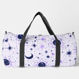 Bolso De Deporte Grande Sol Luna y Estrellas Celestiales Negras y Moradas