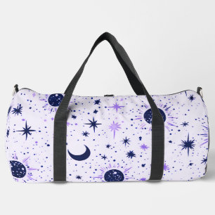 Bolso De Deporte Grande Sol Luna y Estrellas Celestiales Negras y Moradas