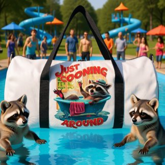 Bolso De Deporte Grande Sólo Andariego Mapache Juguetón Chapoteando en Bañ