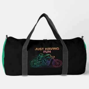 Bolso De Deporte Grande Solo Divirtiéndose Piloto de Motocicleta Colorido