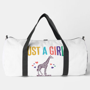 Bolso De Deporte Grande Solo una chica que ama las jirafas Diseño vectoria