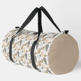 BOLSO DE DEPORTE GRANDE SOMBRAS DE TEJIDOS MARRÓN Y GRIS Y PUNTOS DE POLKA