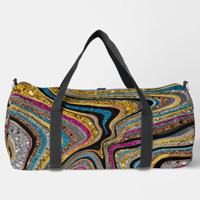 Bolso De Deporte Grande Sparkle Glam arte de mármol purpurinoso de niñas I (Anverso)