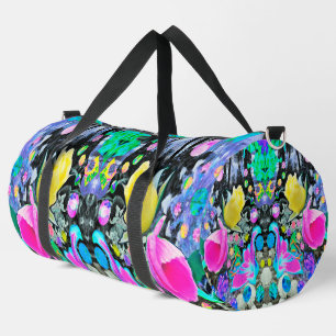 Bolso De Deporte Grande Stargazer Lily, Rosa y Collage de Hibiscus Rosa