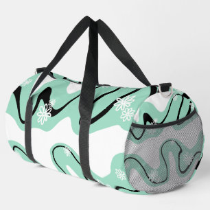 Bolso De Deporte Grande Surco de margarita en verde menta, negro y blanco