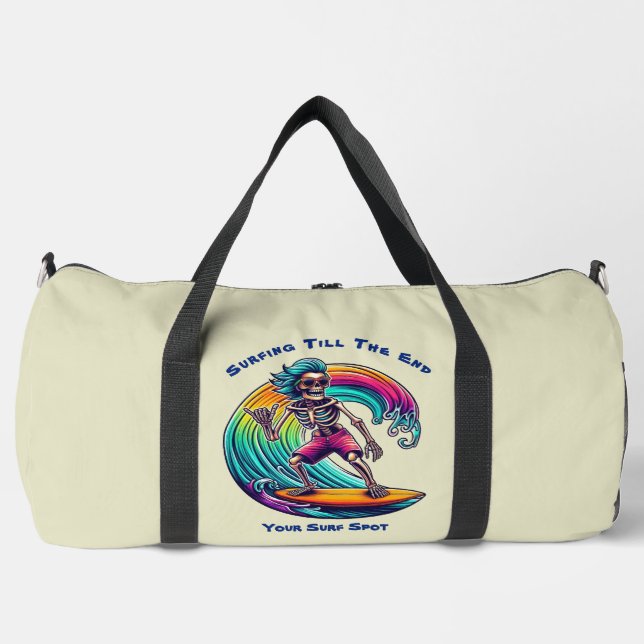 Bolso De Deporte Grande Surfista De Esqueleto En Ola (Anverso)