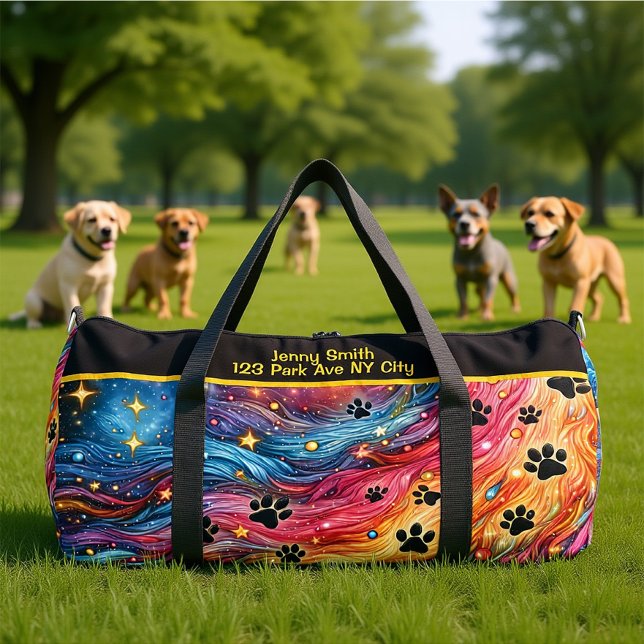 Bolso De Deporte Grande Swirling Cosmic Paw Print Monogram Personalize (Subido por el creador)