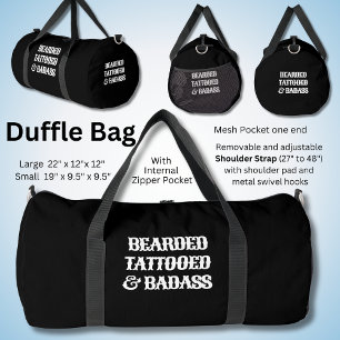 Bolso De Deporte Grande Tatuaje con cuentas y Badass, blanco y negro sobre