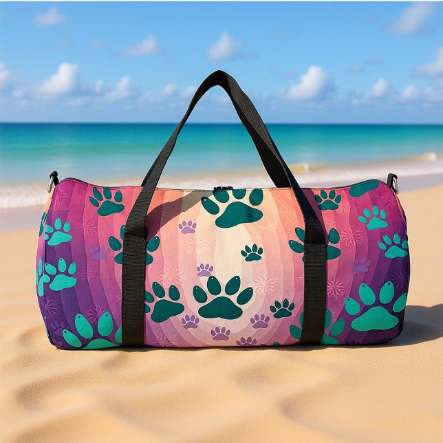 Bolso De Deporte Grande Teal Gradient Paw Print  (Subido por el creador)