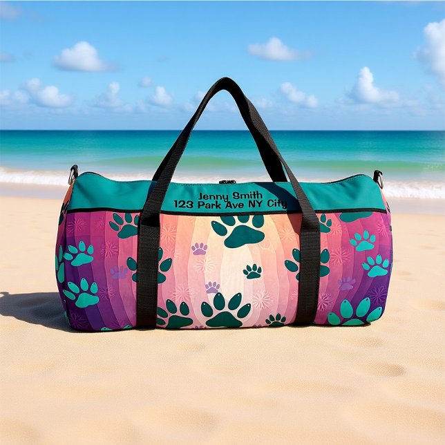 Bolso De Deporte Grande Teal Gradient Paw Print  (Subido por el creador)