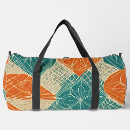 Bolso De Deporte Grande Teal, Orange, and Tan Abstract Flowers