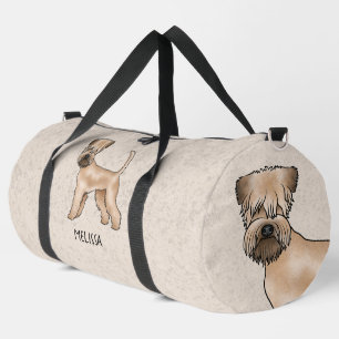 Bolso De Deporte Grande Terrier de trigo de capa suave con nombre sobre be
