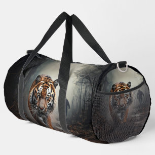 Bolso De Deporte Grande Tigre naranja y negro bosque surrealista