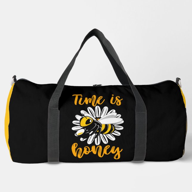 Bolso De Deporte Grande Time Is Honey Bee Flower  (Anverso)