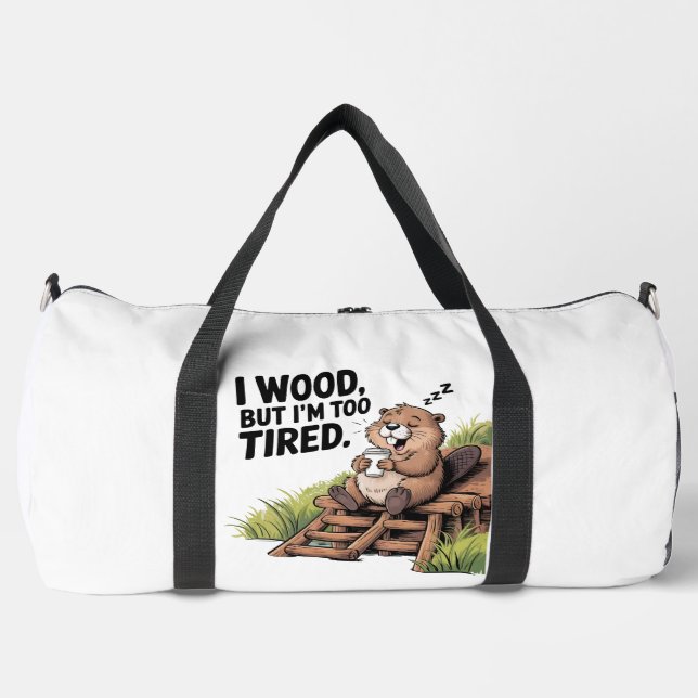 Bolso De Deporte Grande Tired Beaver Woodworking Coffee Nap (Anverso)