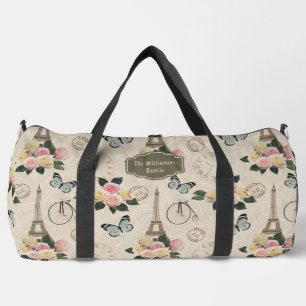 Bolso De Deporte Grande Toalla de viaje personalizada vintage floral Eiffe