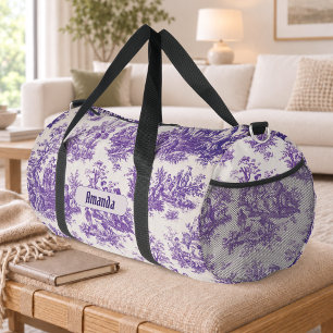 Bolso De Deporte Grande Toile de jouy monograma floral morado vintage