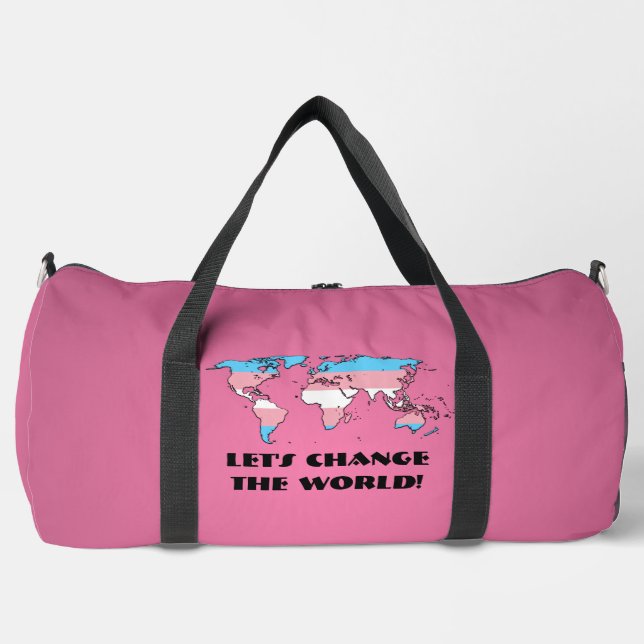 Bolso De Deporte Grande Transgender Pride Map of The World  (Anverso)