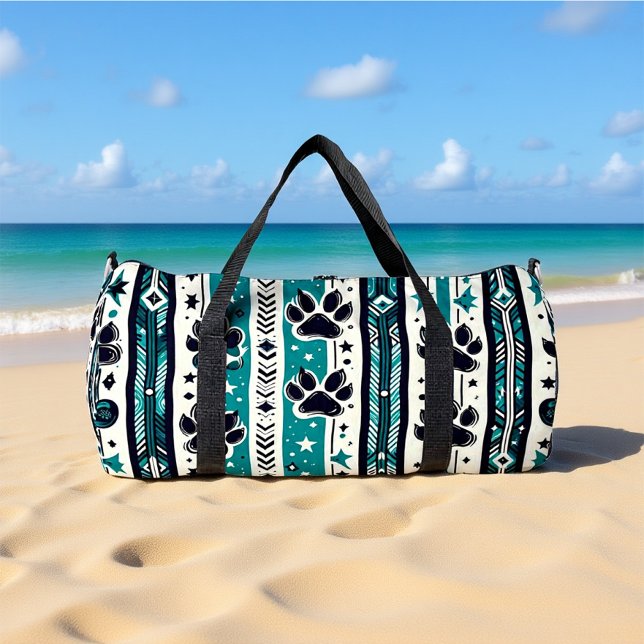 Bolso De Deporte Grande Tribal Paw Print Teal  (Subido por el creador)