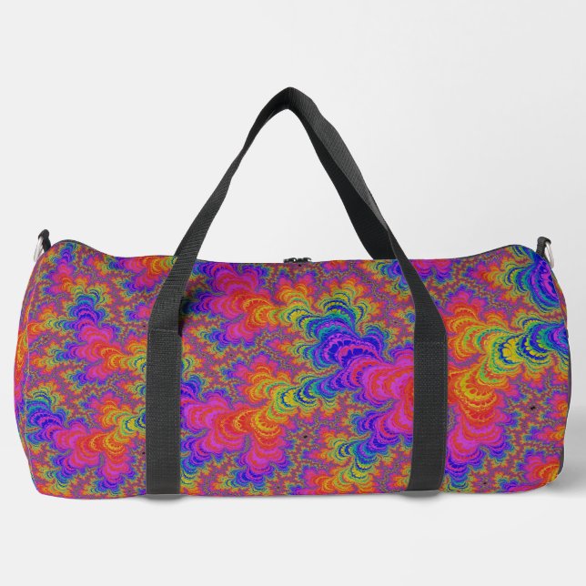 Bolso De Deporte Grande Trippy Funky Bold Vibrante Rainbow Abstrtal (Anverso)
