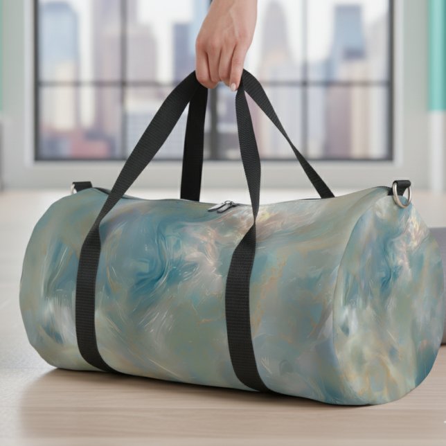 Bolso De Deporte Grande Turquoise Marble Swirl Pattern (Add a touch of style to your fitness routine with this Turquoise Marble Swirl Pattern Duffle Bag!)