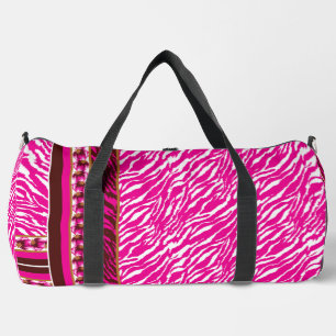 Bolso De Deporte Grande Un intrincado patrón floral en rosa y blanco, arte
