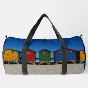 Bolso De Deporte Grande Una hilera de cabañas de playa de colores vivos