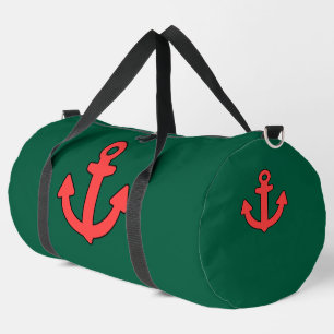Bolso De Deporte Grande Vela Atlética de Viaje Verde de Ancla Roja