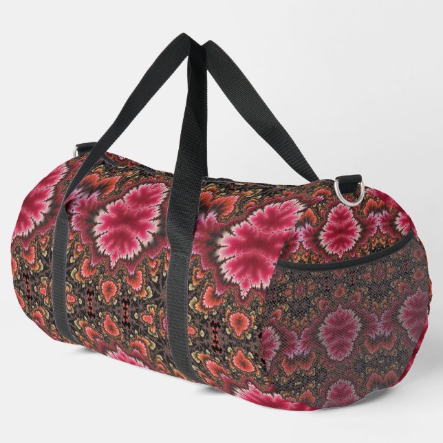 Bolso De Deporte Grande Velvety Soft Pink Floral Look Fractal Abstract (Esquina derecha)