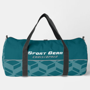 Bolso De Deporte Grande Verde azulado de patrón repetido moderno