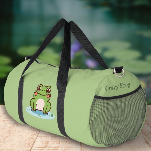 Bolso De Deporte Grande Verde de rana cuta (Cute Frog Duffle Bag)