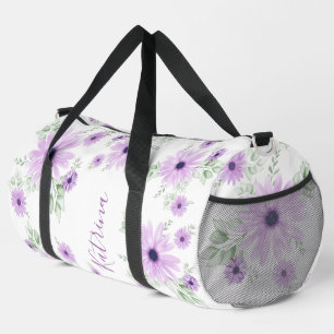 Bolso De Deporte Grande Verde violeta personalizado, flores acuáticas