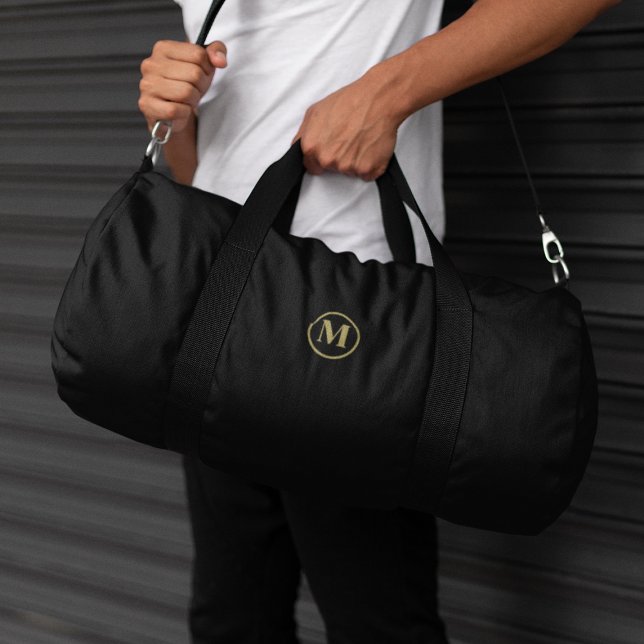 Bolso De Deporte Grande Viajes iniciales en monograma negro de oro persona (Subido por el creador)