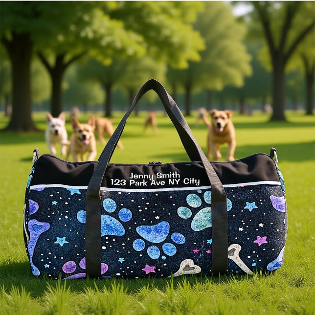 Bolso De Deporte Grande Vibrant Paw Print Travel Monogram Personalize (Subido por el creador)