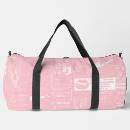 Bolso De Deporte Grande victoriano de periódico antiguo rosa francés