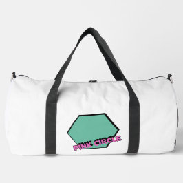 Bolso De Deporte Grande Vintage Greenish Hexagon con texto de círculo rosa