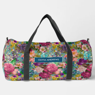 Bolso De Deporte Grande Vintage shabby chic rosas patrón rosa azul