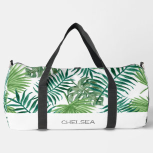 Bolso De Deporte Grande Watercolor Tropical Palm Leaf Beach Weekend