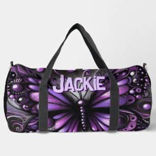 Bolso De Deporte Grande Whimsical Gothic Butterfly Purple Personalizado