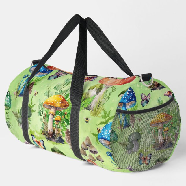 Bolso De Deporte Grande Whimsical Watercolor Mushroom Garden (Esquina derecha)