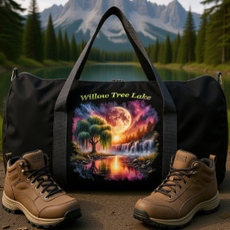 Bolso De Deporte Grande Willow Tree Lake Moonlit Falls