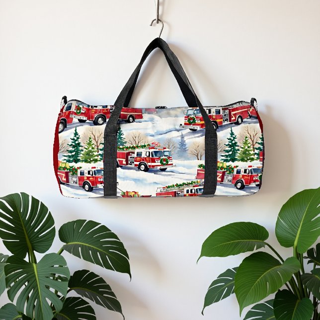 Bolso De Deporte Grande Winter Fire Truck Holiday Personalized (Subido por el creador)