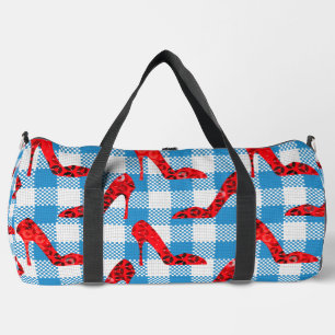 Bolso De Deporte Grande zapatillas de rubí azul gingham