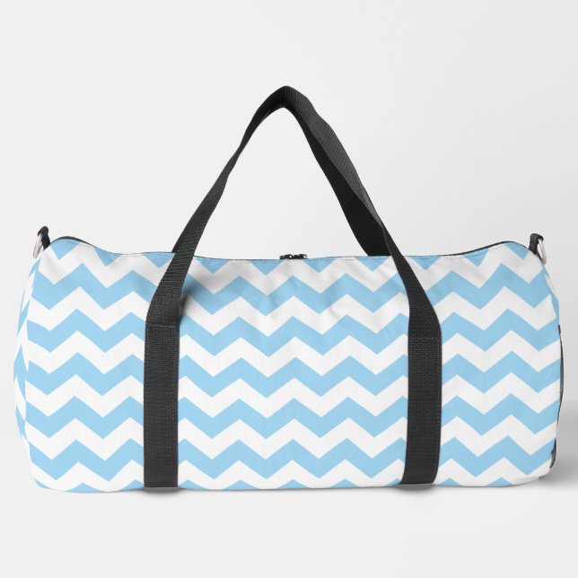Bolso De Deporte Grande Zigzag Azul, Chevron Azul, Patrón Geométrico (Anverso)