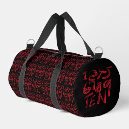 Bolso De Deporte Pequeño 1 Thru Ten Typography In Red On Black Pattern