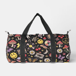 Bolso De Deporte Pequeño 90s Smiley Faces Mushrooms Retro Pattern