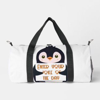 Bolso De Deporte Pequeño A penguin holding a sign with custom text